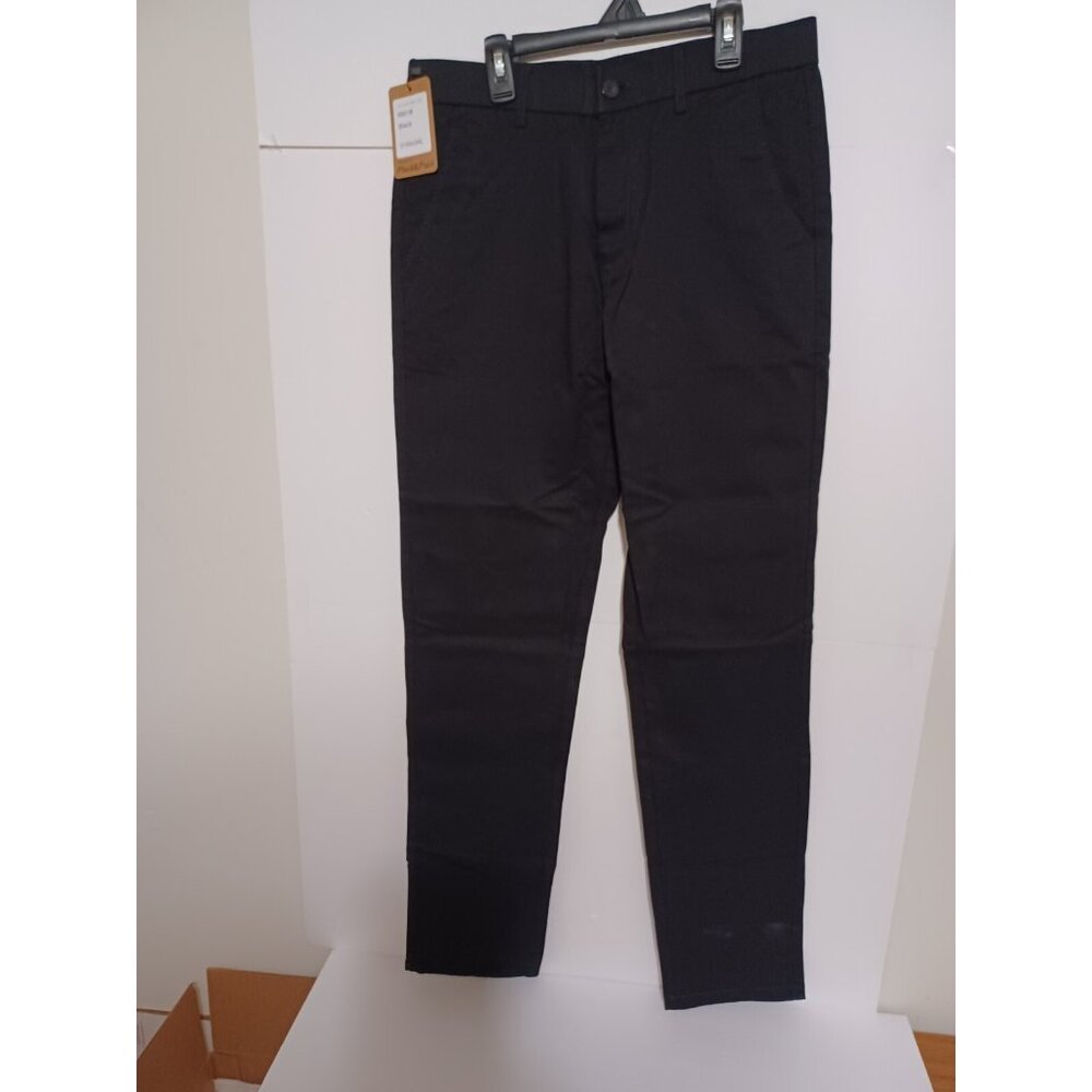 Plaid & Plain Chino Dress Pants Mens  Black Skinny Fit Casual Preppy 31x34 NEW